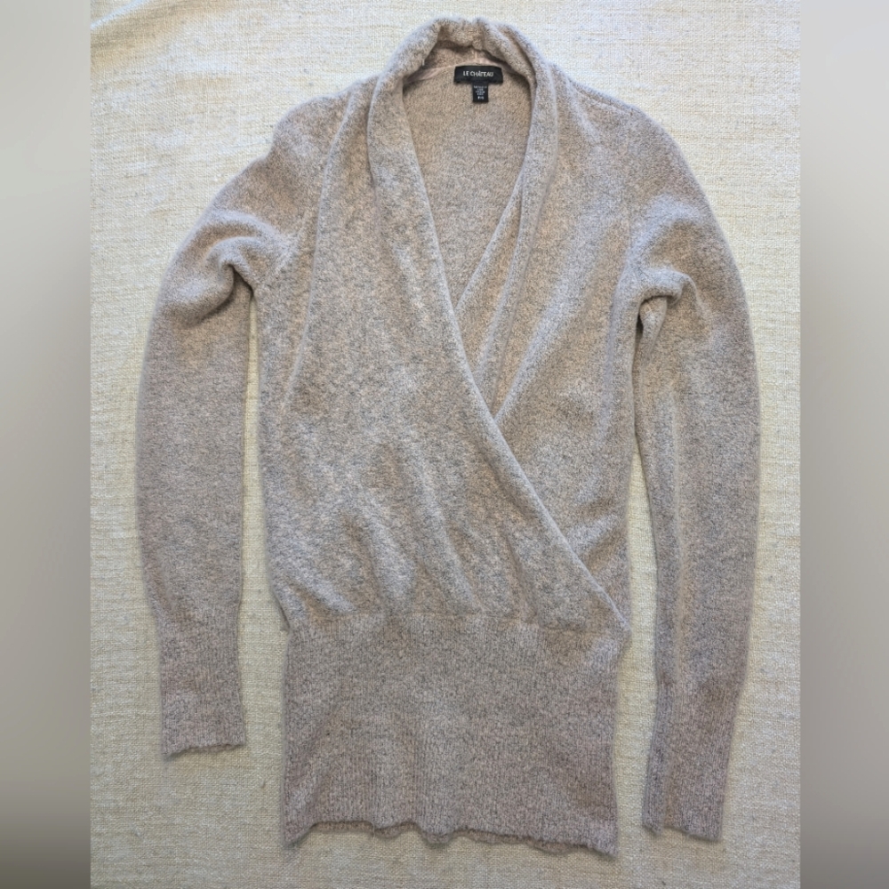 Pale Pink/Gray Wrap Plush Sweater